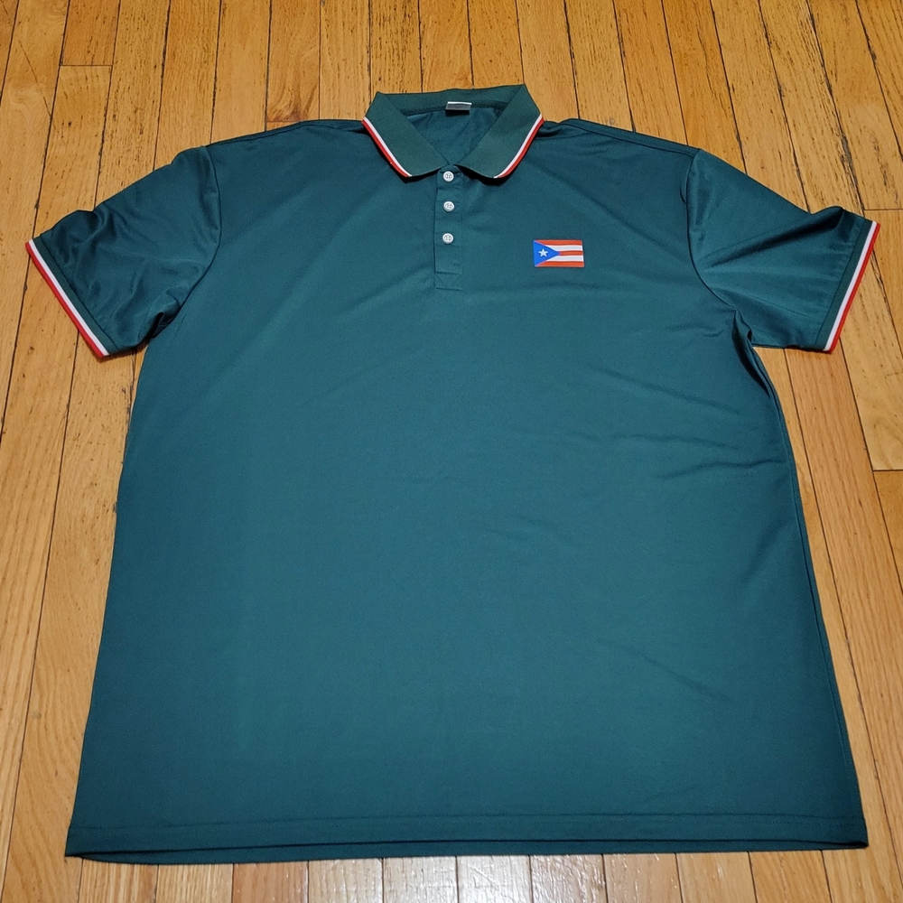 OLIVE GREEN Puerto Rico Polo Shirt Size XL